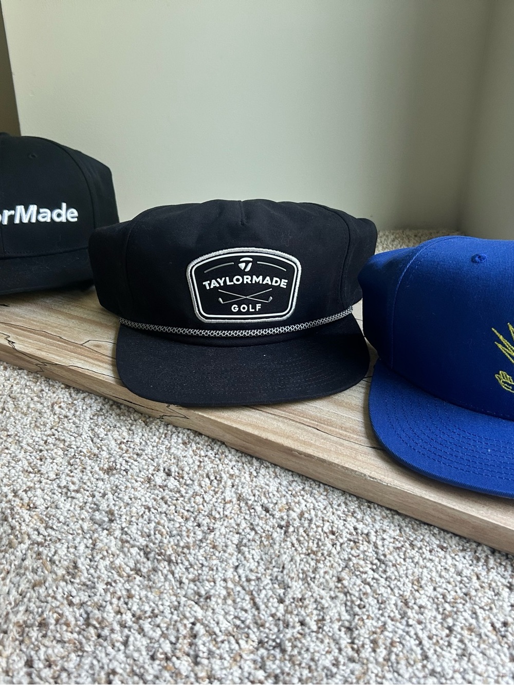 Men's Golf Snapback Hat Lot TaylorMade Rope Hat & Royal Blue Agave Cap - 3 Pack
